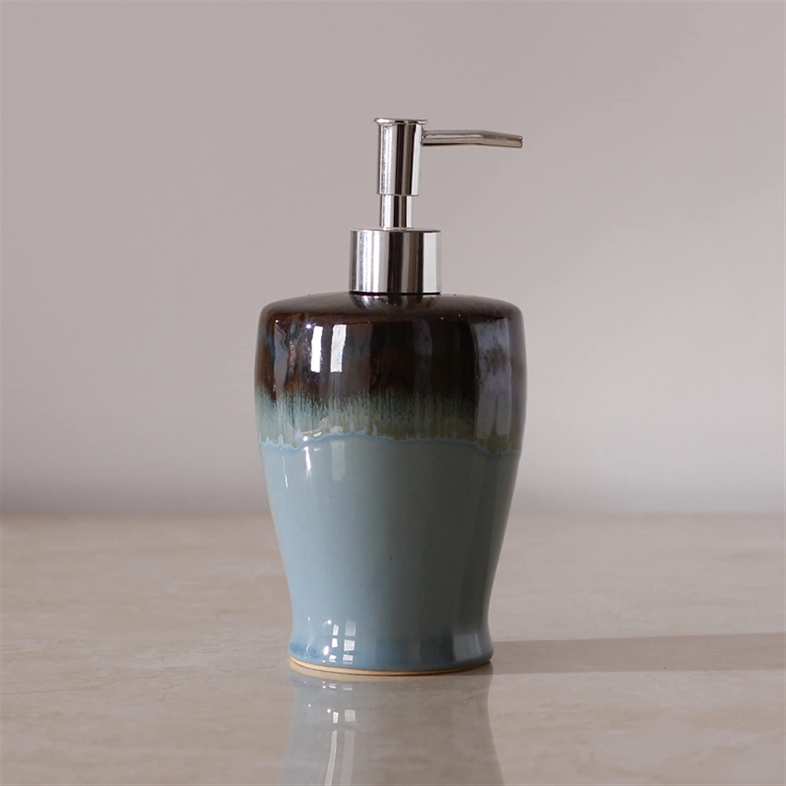 Dispenser per Bottiglia in Ceramica con Colori sfumati, Sapone per Le Mani, Shampoo Portatile, lozione, Prodotti per Il Bagno, Pompa.,