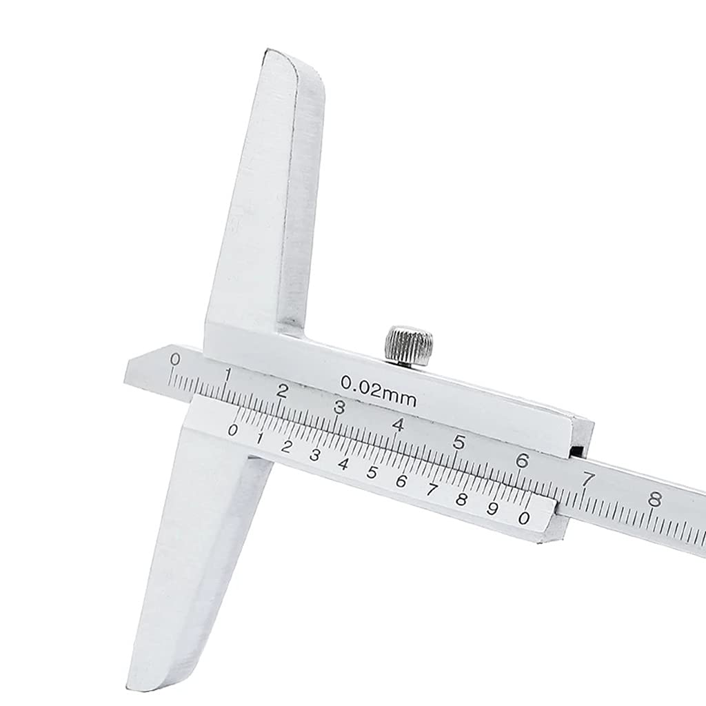 Metall-Tiefen-Messschieber 0–150/0–200/0–300/0–500 mm, professionelles Tiefenmessgerät, Werkstück-Messwerkzeug, metrischer Tiefentester Mikrometer (Color : 0-200mm)