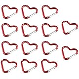 AAED 14 Stück Karabiner Klein,Karabinerhaken in Herzform,Karabiner Herz,Schlüsselring Karabiner,für Camping, Angeln, Wandern,Reisen(Rot)