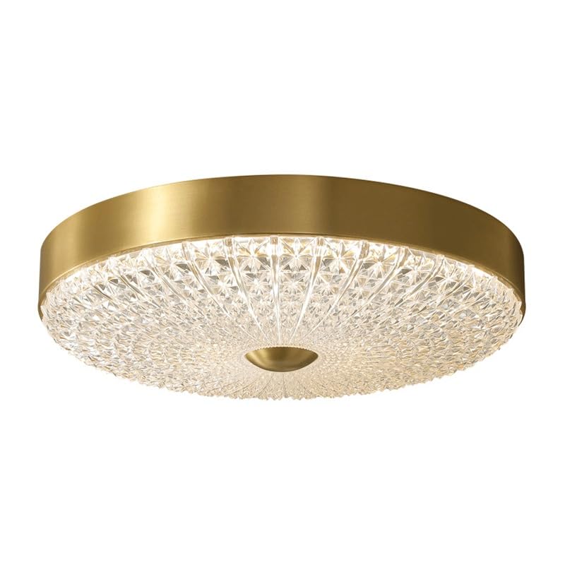 Plafonnier LED en cuivre et acrylique rond pour chambre moderne à intensité variable