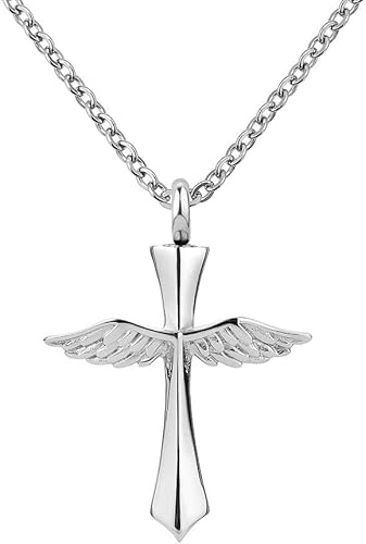 JewelryJo - Collar con colgante de cruz para cenizas y recuerdo de la cremación del Señor Jesús