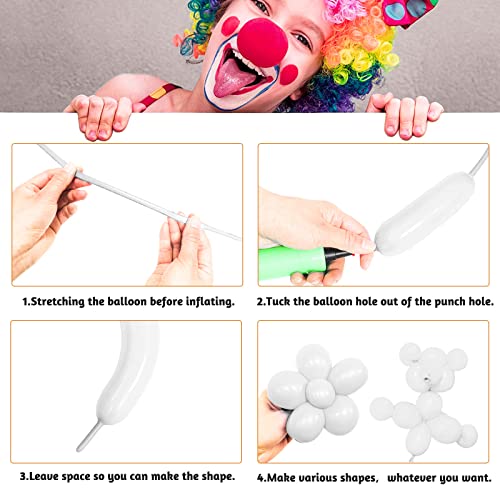 Image of White 260 Balloons, Thickening Long Balloons for Tying Arch, Twisting Latex Animals Magic Modeling Skinny Birthday Balloons for Kid's Party Wedding Decoartion 100pcs