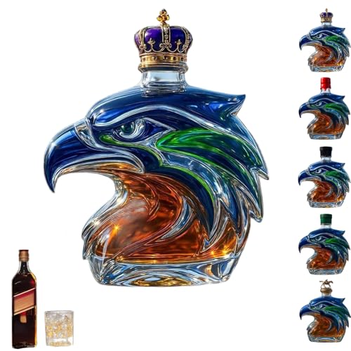 Seahawk Whiskey Bottle, Novelty Whiskey Bottle, 3D Eagle Head Decanter, Multifunctional Wine Container, Dedicated to Fans and Collectors Who Love Life, Soar High, and Never Back Down(Style A)