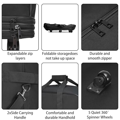 Expandable Foldable Suitcase Extra Large Travel Duffel Bag with Spinner Wheels Collapsible Luggage Bag for Men Women (20 inch/24 inch/28 inch) image 6