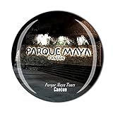 Parque Maya Tours Cancun México - Imán para nevera, regalo de recuerdo de cristal magnético colección de pegatinas