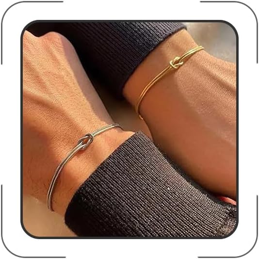 Gold Knot Bracelets for Women Love Snake Chain Infinity Bracelet Matching Bracelets for Couples Friendship Relationship Bracelets Dainty Adjustable Bracelets