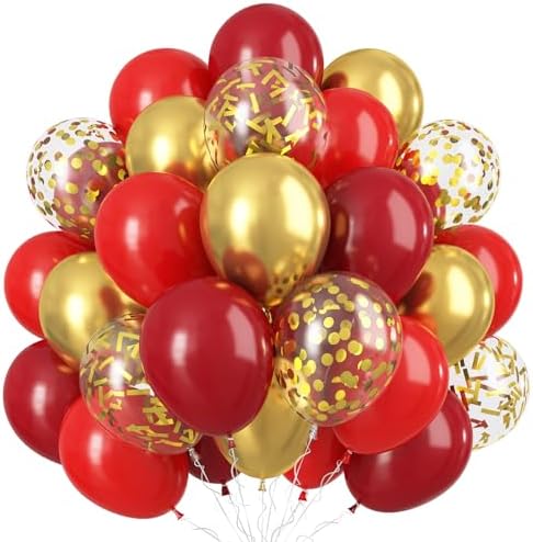Red and Gold Balloon, 60 Pack 12 Inch Different Shades Red Party ...
