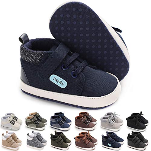 Image of CENCIRILY Baby Boys Girls High Top Sneakers Soft Soles Anti Skid Infant Ankle Shoes Toddler Prewalker First Walking Crib Shoes