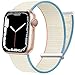 AdMaster Nylon Loop Klett Armband Kompatibel mit Apple Watch 38mm 40mm 41mm, Sport Einstellbar Stoff Geflochten Klettverschluss Herren Damen Band für iWatch Series 7 6 SE 5 4 3 2 1 Creme