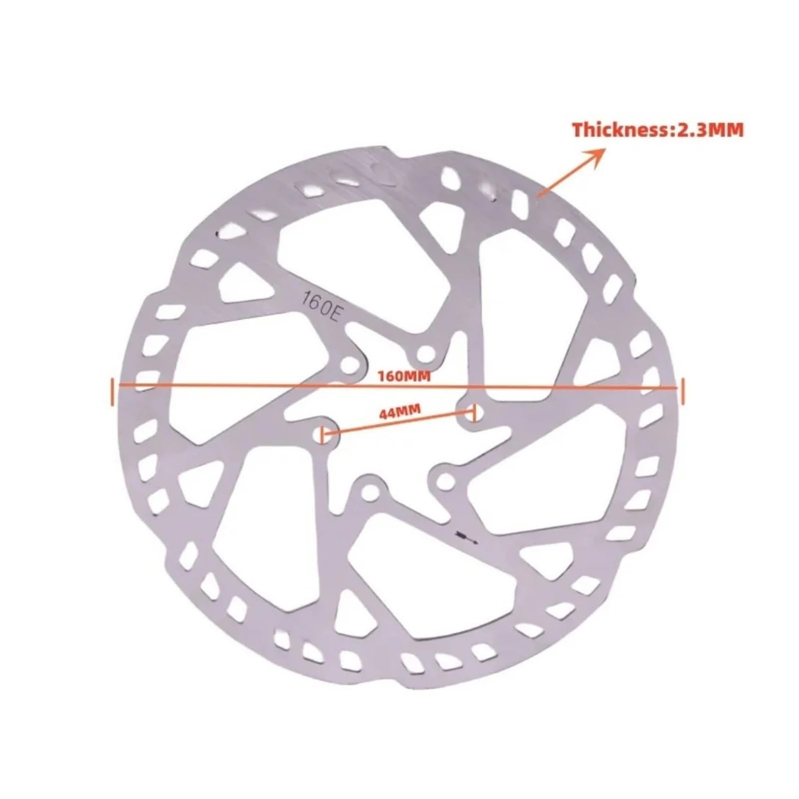 Generico Rotore Freno Bici 2.3MM, 140 160 180 203mm | 220mm, acciaio inox, centro foro 44mm, foro più vicino 22mm, 1 rotore con sei viti