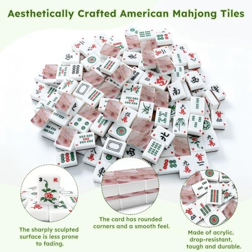 Set de Mahjong Americano con 166 fichas rosa miniatura 6