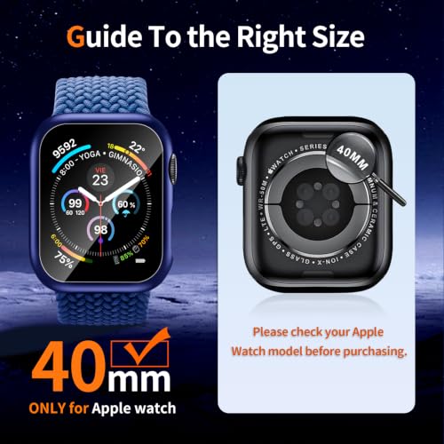 Image of 2 Pack Case for Apple Watch Screen Protector SE 3(2025) SE 2 /SE /Series 4 5 6 40mm with Tempered Glass | Slim Guard Bumper | Full Coverage Hard PC Protective Cover | Compatible iWatch 40mm