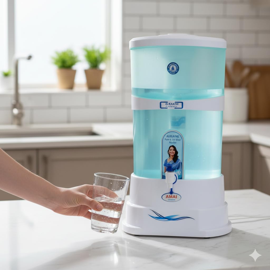 Alkaline Water Purifier Non-Electric – Countertop Gravity Water Filter – Removes Impurities & Improves pH – Essential Home Drinking Water Purification System-image-11