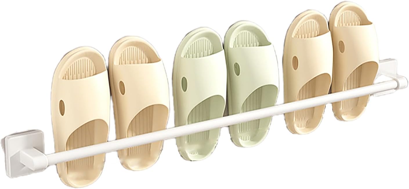 Wall Mounted Grey Towel Rack with No Drill Installation Multiuse Slipper Organizer for Bathroom Kitchen Living Room RV Tea Hand Towel Holder 70CM (White 80CM)