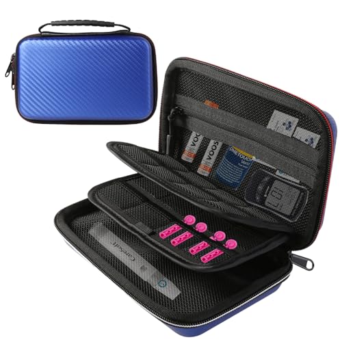 Organizador de suministros para diabéticos, bolsa de transporte de insulina para lancetas, tiras de prueba de azúcar en sangre, dispositivo de punción, agujas de bolígrafo, medidor de glucosa,