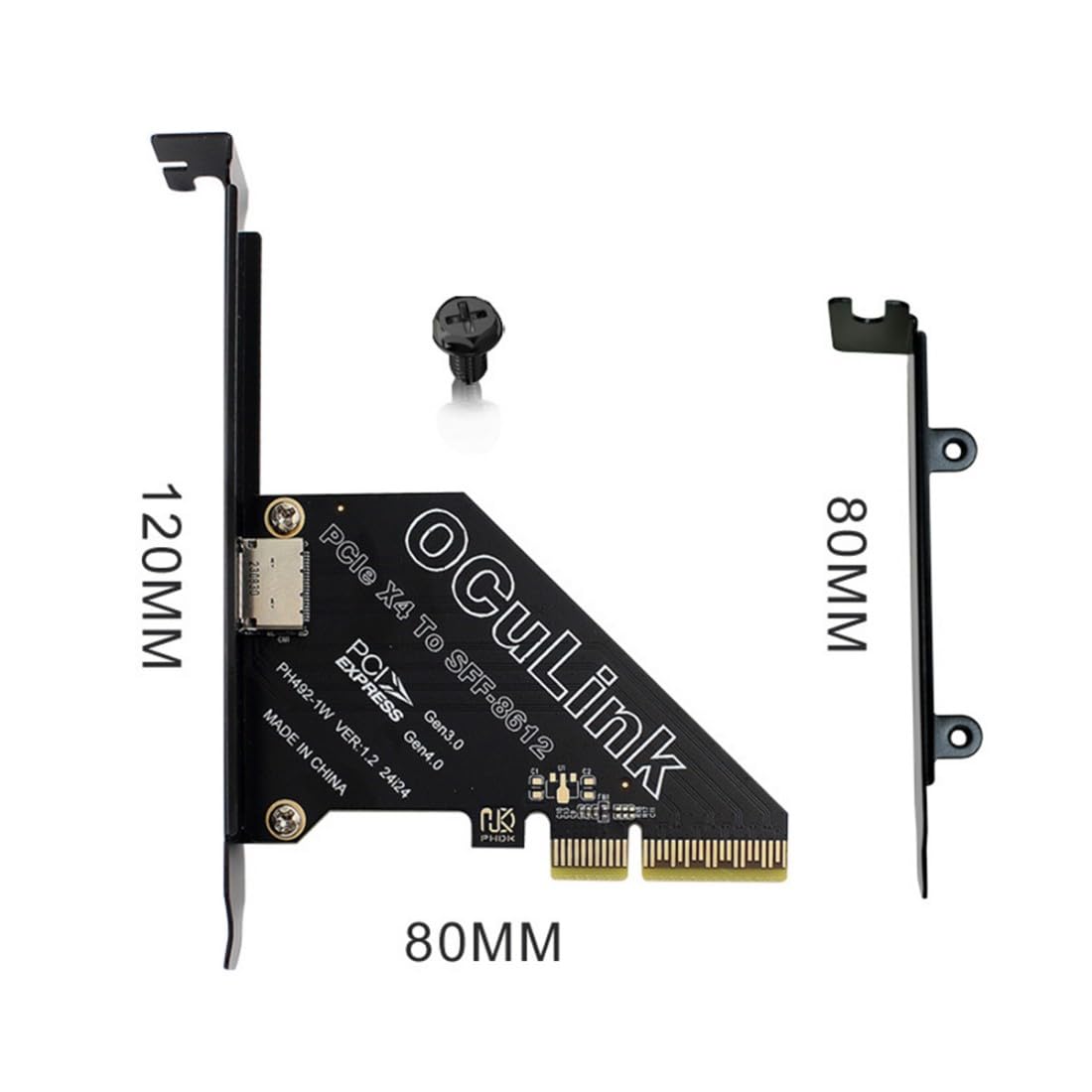 ChenYang Oculink a PCIe 4.0 X4 - Adattatore per scheda di espansione SFF-8611/8612 a PCI Express con supporto per slot da 8 cm