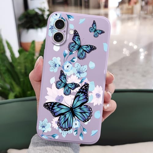 Coque iPhone 16 Plus silicone violet papillon aurore ultra fine LEECG - 2