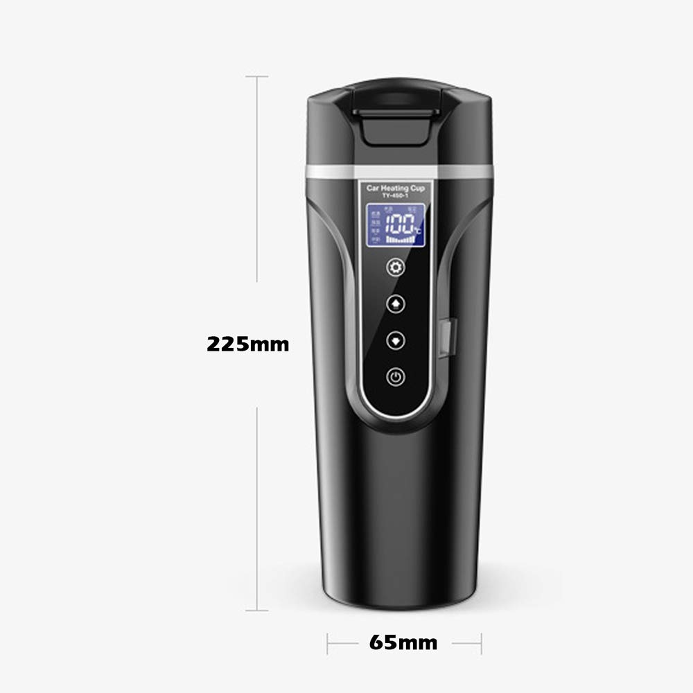 Taza de agua calentada para vehículos (12,0 V, 24 V, camión, hogar, vehículos, calentadores de agua, pequeños aparatos eléctricos, hervidor de agua, pantalla LCD