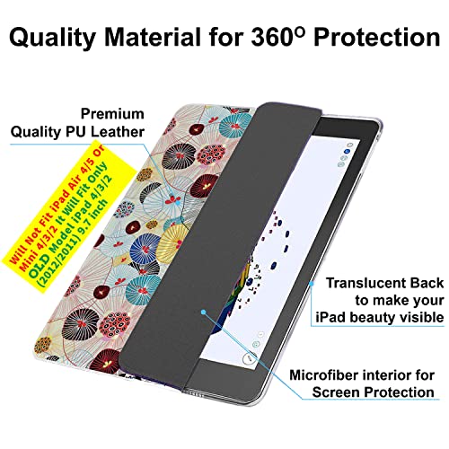 Image of DuraSafe Cases for iPad 2nd 2011 3rd 4th Gen 2012-9.7 Inch [iPad 4 iPad 3 iPad 2 Old Model ] A1458 A1416 A1395 MC705HN /A MD328HN /A Ultra Slim Smart Auto Sleep /Wake Printed PC Cover - Yarn Flowers