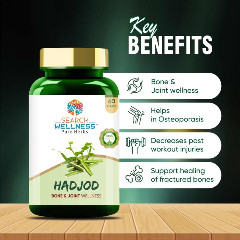 Search Wellness Ayurvedic Hadjod 60 Capsules (Pack of 1) | Natural Ayurvedic Medicine for Joint Health | Reduce Swelling & Relieve Pain | Improving Mobility and Flexibility of Bones 1