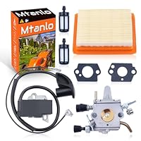 Mtanlo Vergaser und Zündspule für Stihl FS120 FS200 FS250 FS300 FS350 Serie Trimmer,FS120 Vergaser Kit mit Zündspulenmodul Luftfilter Kraftstofffilter Vergaserdichtung