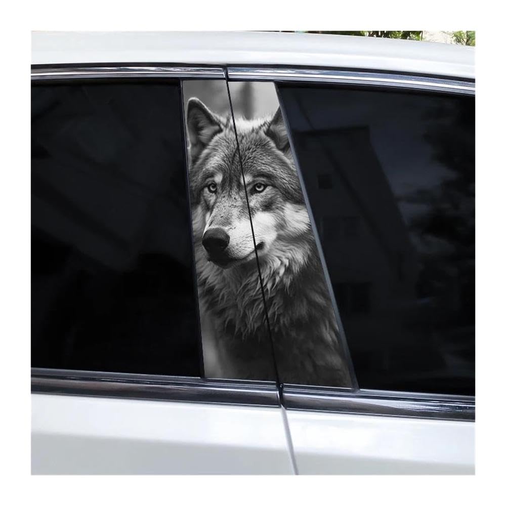 Decorative Items 2pcs Car Center B-Pillar Waterproof Sticker DIY Vinyl Decals Burning Wolf Car Sticker(I)