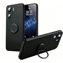 for Vivo iQOO Neo 11 Case,Matte Black Soft TPU Cover with 360 Ring Holder, Anti-Slip Comfortable Protective Case, Compatible with Magnetic Car Mount, Minimalist Stylish Shockproof Shell