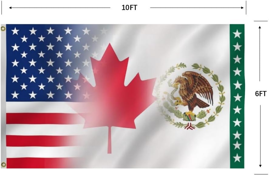 US And Canada And Mexico Combination Flag 6X10FT, North America Friendship Flags,Both Side Printed, Men Women Banner,Vibrant Colors, Double Stitched with 2 Brass Grommets, Bar Garden Street Decoration, GYM, Office Decor,Indoor Outdoor Use,Gifts. (6x10ft)