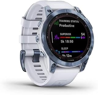 Garmin Fenix® 7 Sapphire Solar Edition Mineral Blue DLC Titanium with Whitestone Smartwatch 010-02540-25