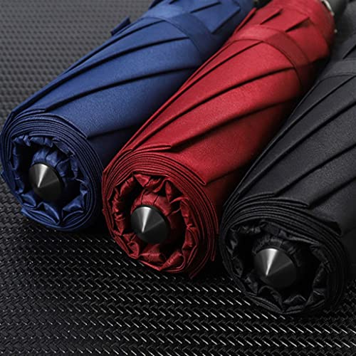 Leige Windproof Female Automatic Umbrella Female Male 10 Rib Folding Male Umbrella Heavy Rain Business Parasol (Color : B, Size #TOP1