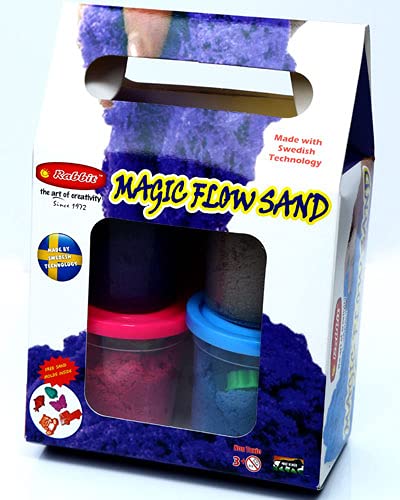 Rabbit Magic Flow Sand Gift Pack (Set of 4) Multicolour with Free Sand molding for Kids. Non-Drying and Soft Sand for Kids. Age 3+ - Image 2 thumbnail