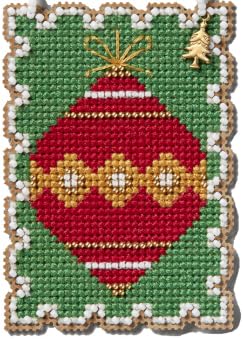Image of Holiday Stamps Charmed Ornament Beaded Cross Stitch Kits, Set of 6 - Mill Hill Ornament Kits 2024 - Plus Decorative 'Needleworker' Sticker
