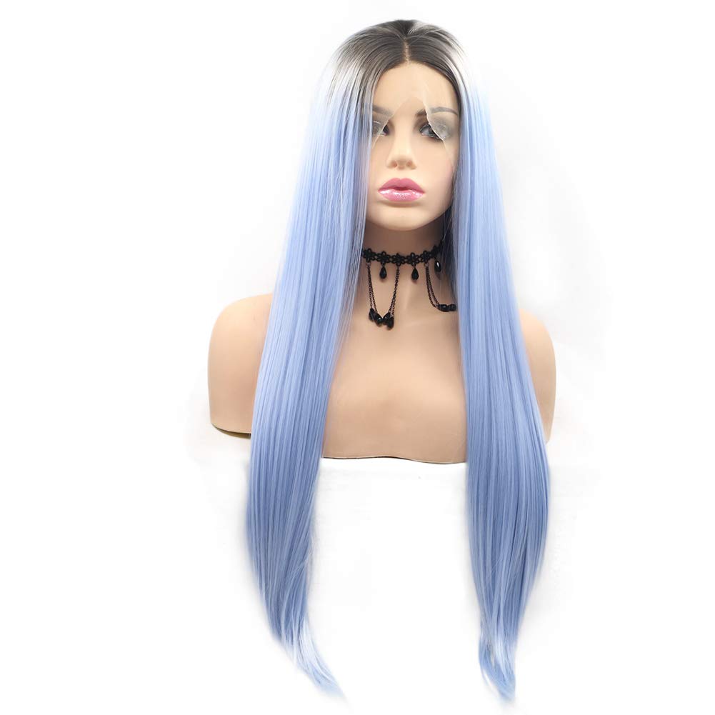 Amazon.com : Kalisa Long Straight Blue Wigs Ombre Dark To 