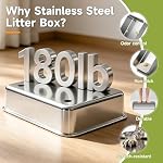 Stainless Steel Cat Litter Box with Lid, XL Extra Large High Sided Litter Box for Big Cats, Odor Free Open Top Litter Pan Easy Cleaning Anti-Urine Leakage Non-Stick, Includes Scoop, Light Grey - Image 5