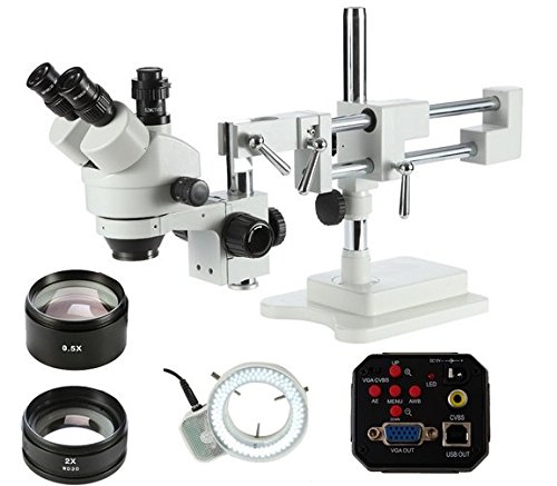 Gowe 3.5 x, x Zoom doppio Boom Trinocular microscopio stereo Zoom + MP fotocamera VGA HD + 144PCS LED microscopio