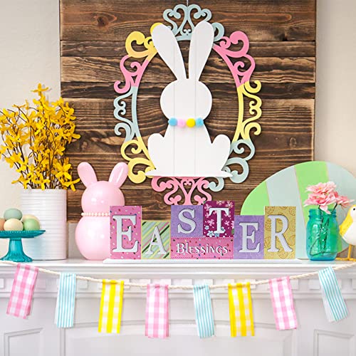 Easter Decorations, Decspas Double Sided Wooden Sign Valentines Easter Decor, Decorative Wood Block Set Easter Decorations For The Home, Living Room, Mantle, Dining Table, Office #TOP3