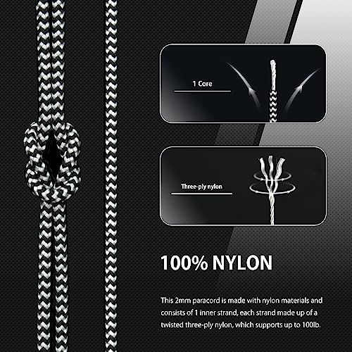 Abma Cord Paracord 100 lbs 2mm 100% Nylon 30M - Zebra, Shockwave-zebra, 30 Meters - Image 3