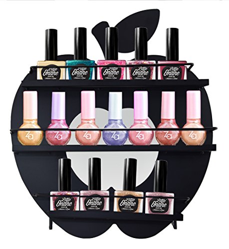 AISHN Nail Polish Wall Rack / 3 Tiers Metal Apple Shape Design Nail Polish Organizer Shelf Rack /Table Top Display Rack Stand Black