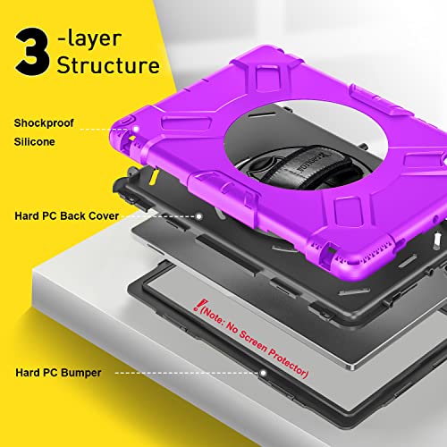 Groleoa Samsung Galaxy Tab A8 Case 10.5 2022: Protective Rugged Samsung A8 Case For Kids With Pen Holder- Hand Strap- Kickstand- Shoulder Strap For Tablet A8 Case 10.5 Inch (Sm-X200/X205/X207), Purple #TOP4