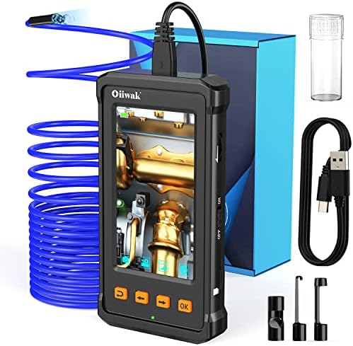 Oiiwak Inspection Camera, Borescope,HD Digital Industrial Endoscope Camera 5.5mm Waterproof Drain Snake Camera 1080P 4.3" Screen Automotive Plumbing Sewer Wall Camera with Light, 11.5FT Cable