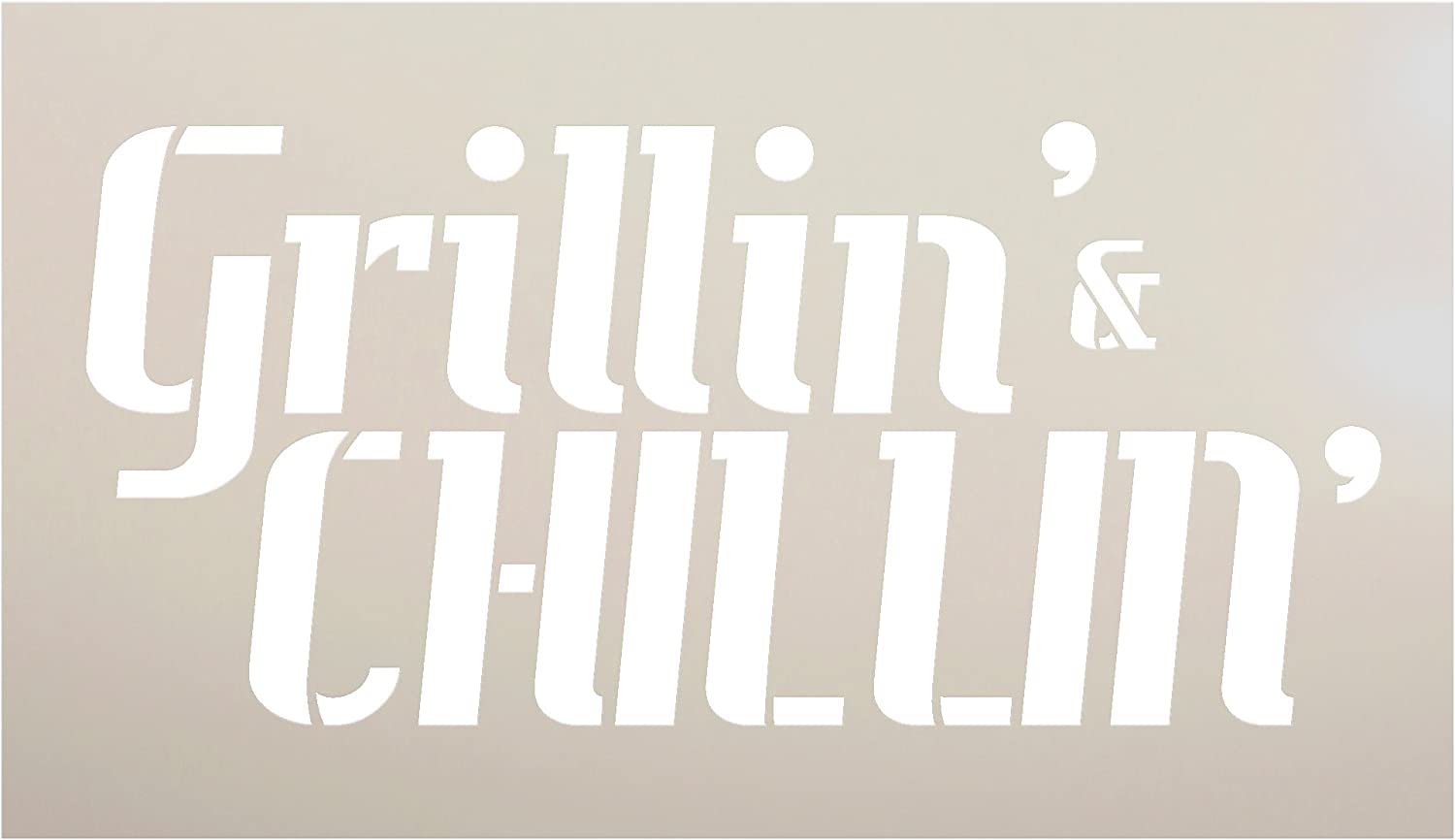 Ivana's Grillin & Chillin Stencil | Reusable Mylar Word Art Template | Paint Wood Sign - Pallet | Craft Backyard Porch Gift for Dad - Grandpa | DIY Grillmaster Cookout Patio Decor | Size