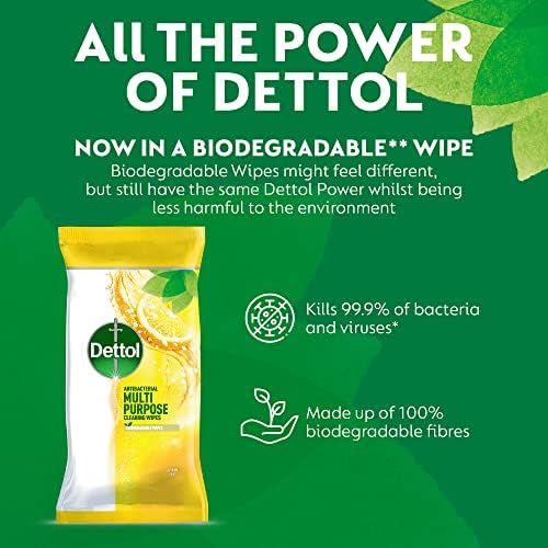 Dettol Cleaning Wipes Multipurpose Cleansing Antibacterial Disinfectant, Citrus Fragrance, Multipack 3 x 105, Total 315 Wipes (Packaging May Vary)
