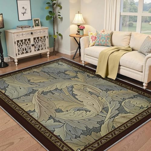 Tapis fin poil bas motif feuilles acanthe 90x150 cm - 3