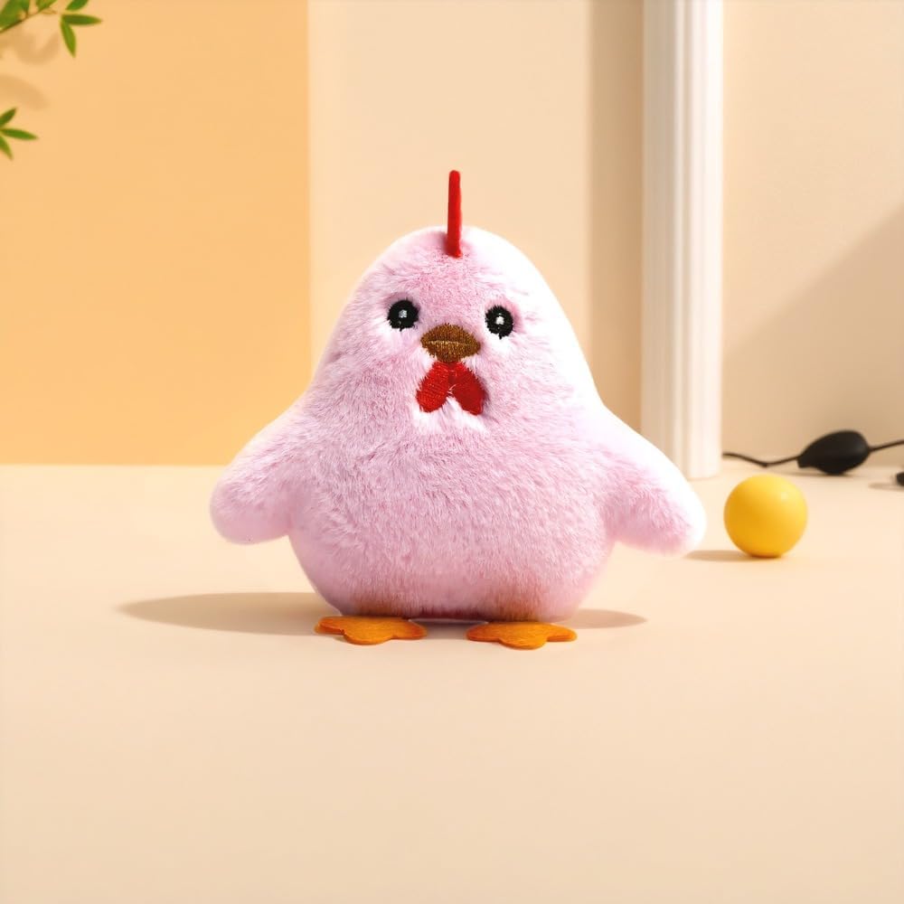 Colorful Cartoon Chick Cat Toy, Plush Chew Toy for Dogs Cats, Soft Squeaky Toy with PP Cotton, Teeth Cleaning and Boredom Relief Pet Toy (Pink)
