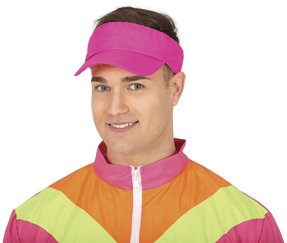 FIESTAS GUIRCA | Neon Pink Visor Cap - Fancy Dress Accessory for 80s Parties and Sports Events - Ideal for Unisex Adults - Perfect for Carnival and Halloween - Pink
