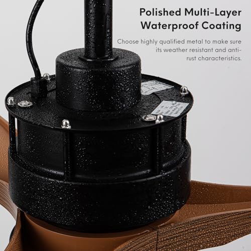 Vernal Life 32 Inch Outdoor Plug In Ceiling Fan with Lights for Gazebo Waterproof with Hook, DC Motor w 6-Speeds, Walnut - Image 3