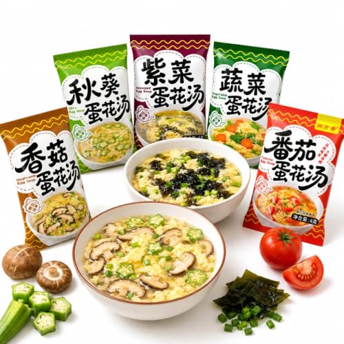 Soupe instantanée aux œufs paquet 25 soupes 5 saveurs pour repas nomade