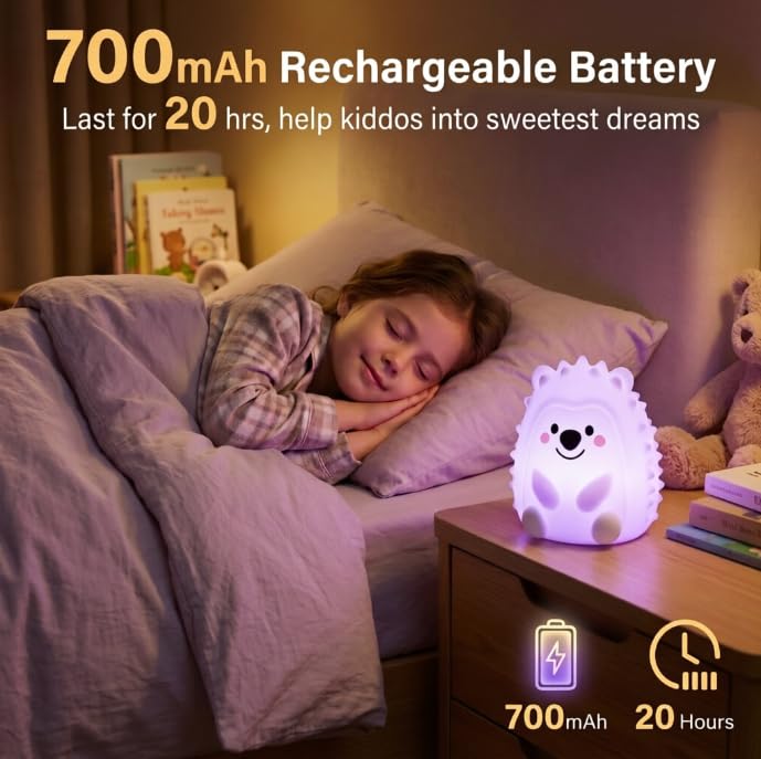 Lámpara de noche infantil de silicona recargable con 9 colores miniatura 6