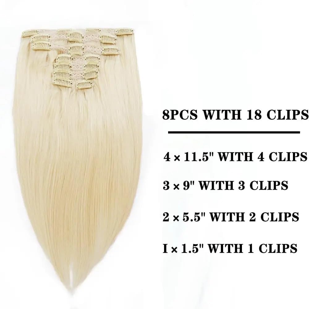 Dopinki do włosów z prawdziwych włosów z koronką, 40,6-66 cm, kolor: blond #613, 120 g, Remy, jedwabiście miękkie, gładkie, podwójnie tresowane, grube końcówki, z tyłu (50 cm)