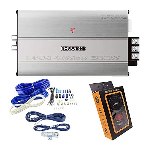 Kenwood KAC-M3004 4 Channel 600 Watt Amp Marine ATV Boat Amplifier + Wiring Kit